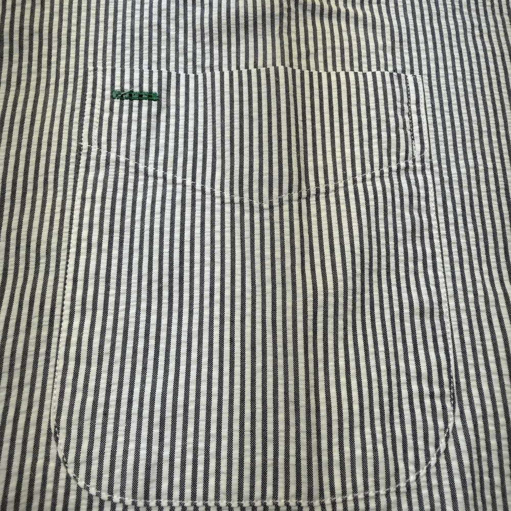 Tommy Hilfiger Men's M Blue/White Striped Short Sleeve Button-Up, Pockets - Picture 4 of 9